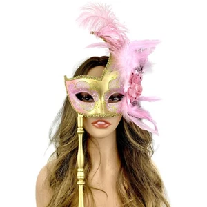 Women Costume Masquerade Party Masks With Stick For Wedding Ball Stick Mask - Picture 1 of 68