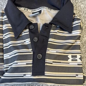 Vintage Under Armour Polo Men's Large Fun Pattern Black Gold Grey - Picture 1 of 10