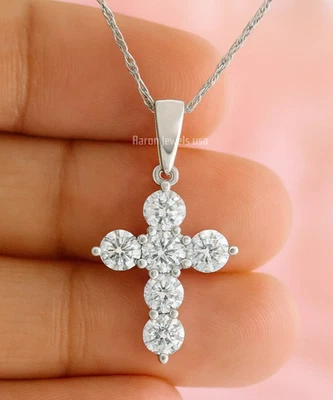 IGI 3,00 карата круглый F/VS1 лаборатории создал бриллиант ожерелье с цепочкой | 14K белое золото - Изображение 1 из 4