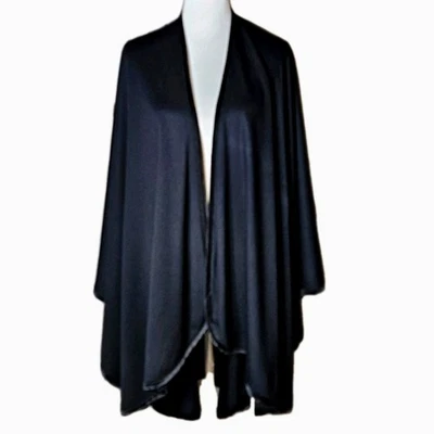 Capa tejida estilo envolvente de terciopelo negro frontal abierto versátil vintage Amanda Smith Foto 1 de 4