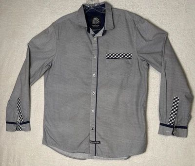 英国洗衣纽扣衬衫男式中号对比色黑色和白色 — 第 1/4 张图片