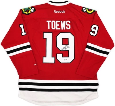 ¡OFERTA! Camiseta deportiva Blackhawks Jonathan Toews roja automática Reebok Premier talla XXL Beckett Foto 1 de 4