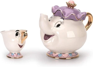 Cartoon New Beauty and the Beast Teapot Mug Mrs Potts Chip Tea Pot Cup One Set L - Picture 1 of 12