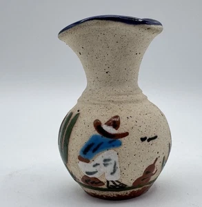 Vaso Tonala vintage arte messicana vaso ceramica Messico floreale dipinto a mano arte popolare - Foto 1 di 4
