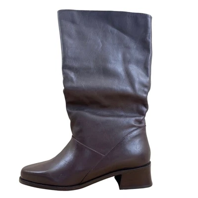 Markon Shelly Brown Leather Square Toe Calf High Boots Women's Size 8.5M - Image 1 of 4