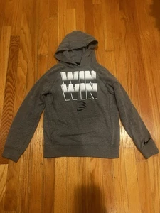 Nike graues Kapuzenpullover Jugend mittlere Taschen "WIN WIN" - Bild 1 von 11