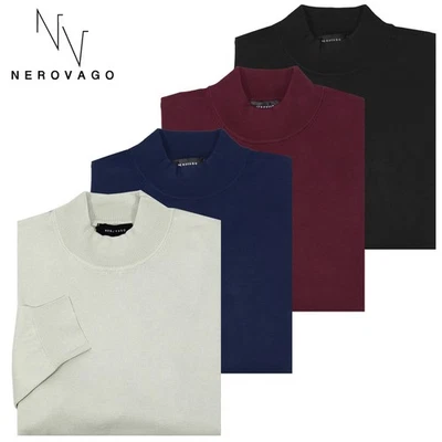 Maglione lupetto uomo rasato misto viscosa tinta unita NEROVAGO S M L XL XXL 3XL - Immagine 1 di 4