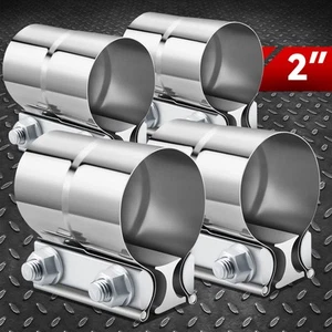 4Pcs 2" T304 Stainless Steel Lap Joint Band Muffler Exhaust Pipe Clamp Sleeves - Bild 1 von 6