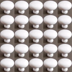 25 Brainerd White Cabinet Knobs Drawer Pulls 1-1/4" Round Solid Core P50150V-W - Picture 1 of 2