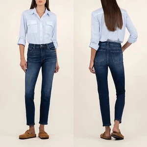 Kut From The Kloth Reese Fab Ab Ankle Straight Leg Jeans Size 10 Dark Wash - Picture 1 of 9