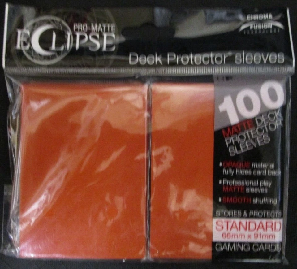 100 Ultra Pro Standard Size ORANGE ECLIPSE PRO-MATTE Deck Protector Sleeves pack - Image 1 of 1