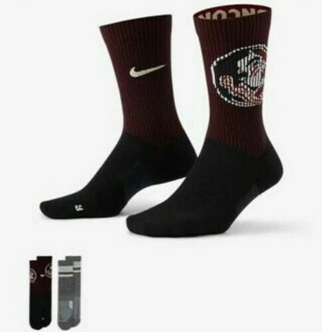 Nike FSU Seminoles 2 Pack Crew Socks Men's Size Large (8-12)  Marron Gray NEW! Cover