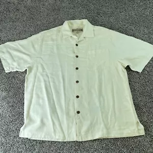 Jamaica Jaxx Shirt Adult Medium White Button Up Casual Hawaiian Silk Mens - Picture 1 of 8
