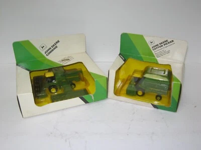 1/80 JOHN DEERE TITAN YELLOW TOP w/BOTH HEADS & 1/80 COTTON PICKER NIB 1986 - Image 1 of 2