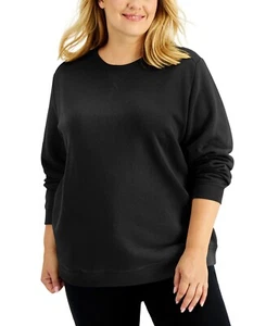 Karen Scott Plus Size 1X Crewneck Sweatshirt In Black - Picture 1 of 2