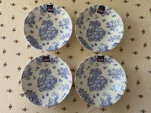 New Set of 4 - Churchill Queens Toile De Jardin Blue Soup Pasta Bowls 9" - Picture 1 of 5