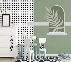 3D Window Leaves J390 Wallpaper Mural Wall Print Wall Wallpaper Murals US Erin - Picture 1 of 12