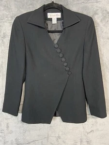 Vintage Christian Dior Blazer Damen 4P schwarz Knebel adrette Jacke hergestellt in den USA - Bild 1 von 20