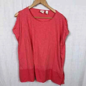 Chico's Women's Cap Sleeve Shirt Mixed Fabric Cotton Blend Pink Size 0 / Small - Picture 1 of 7