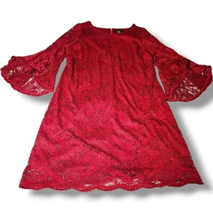 Womens LIZ CLAIBORNE Red Lace Bell Sleeve plus size Size 20 - Picture 1 of 7