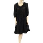 Isabel Marant Etoile Crochet Lace Dress Black Cotton Ruffle Vintage M NEW 230529
