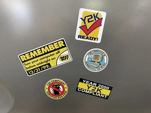 (5) Year 2000 Y2K Compliant Remember Computer Bug Sticker Assortment Retro 586 - Afbeelding 1 van 2