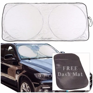 Sumex Car Front Windscreen 31.5x59" Foldable Reflective Sun Shade FREE DASH MAT - Picture 1 of 12