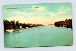ONTARIO COLLINGWOOD CANADA OLD VIEW ON THE NOTTAWASAGA RIVER POSTCARD (H-28) - Picture 1 of 2