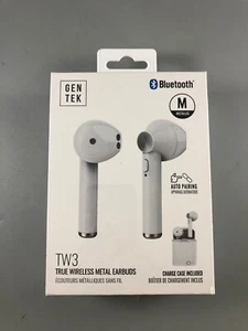 Gen Tek TW3 True Wireless Metal Earbuds White New Sealed TL8 - Picture 1 of 4