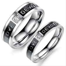 Hot Black Mark Stainless Steel Love & devotion w/Zircon Love Couple Rings Gifts