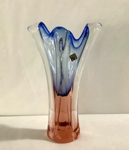 VTG 1970’s Josef Hospodka CHRIBSKA Bohemia CZECH Thick Glass 11-3/4” Tall Vase - Picture 1 of 8