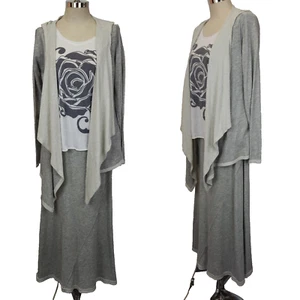 Coin 1804 French Terry Rock Strickjacke T-Shirt 3-teiliges Set L grau rose Grafik - Bild 1 von 12
