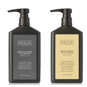 Guild + Pepper Warm Oak Body Wash & Lotion Bundle 360ml New - Picture 1 of 1
