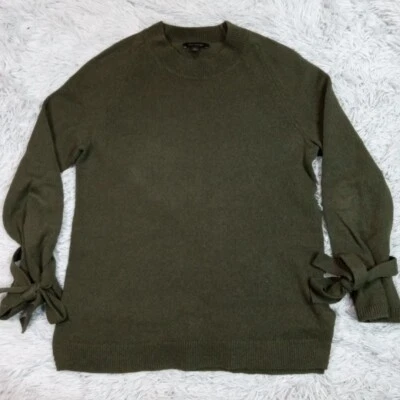 Suéter Ann Taylor Mujer M Verde Lana Mezcla Cachemira Carrera Detalle Lazo Acogedor Foto 1 de 4