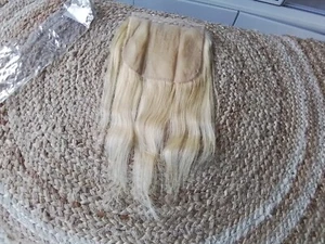 14" RUSSIAN HUMAN HAIR STRAIGHT PURE BLONDE 613# 7X7 WIDER LACE CLOSURE 90g 12A - Picture 1 of 8