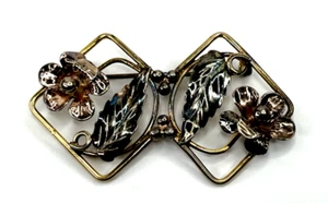 VTG Raleigh Signed Brooch Silver w/ 12K GF Multi-Tone Flowers Leaves 1940's - Picture 1 of 5