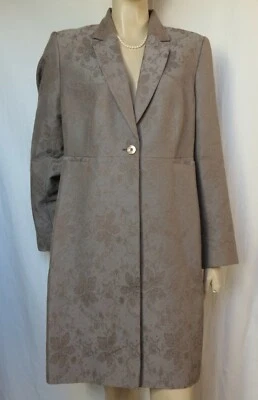 Laura Ashley Mantel 42 taupe braun grau Wolle Seide lange Jacke Blazer Jacquard - Bild 1 von 4