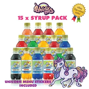 SLUSH PUPPY SNOW CONE SYRUP UNICORN 15 x 250ml PACK WITH STICKERS NINJA SLUSHI - Picture 1 of 10