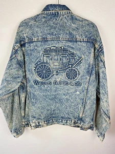 Vintage Wells Fargo Denim Jacket 90s Size M Made in USA - Picture 1 of 15
