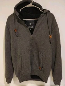 Buffalo David Bitton Men's Sherpa Lined Zip-Up Hoodie Gray Men's Size Medium - Picture 1 of 6