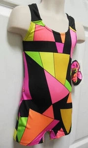 Stained Glass Gymnastic Biketard Shorty Unitard Pink or Blue over 30 available - Picture 1 of 9