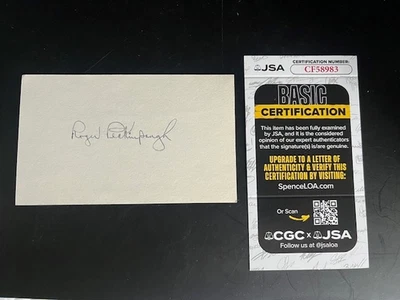 Roger  Peckinpaugh - signed 3x5 died 1977  1924 World Series Champ 1925 MVP JSA - Image 1 of 2