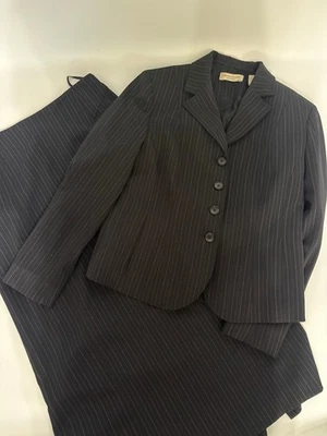 Valerie Stevens Black Pinstrip Women's Suit Size 6P Blazer and Skirt - Image 1 of 4
