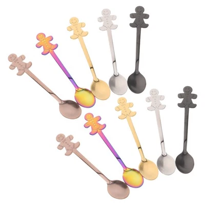  10 Pcs Weihnachts-Lebkuchenmann-Löffel Kuchenlöffel Besteck Aus Edelstahl - Bild 1 von 4