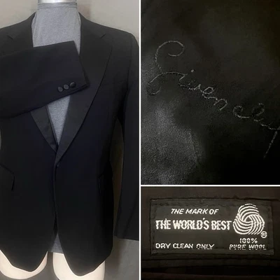 Givinchy Vintage Tuxedo Black Dinner Jacket Tux Blazer Sport Coat 42R VTG USA - Image 1 of 4