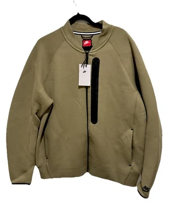 NUEVO Nike Sportswear Tech Polar Hombres Bombardero Cremallera Completa Chaqueta Talla Lrg Oliva Foto 1 de 3