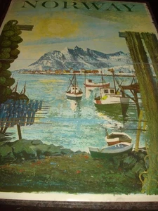 VINTAGE LARS THORSEN NORWAY TRAVEL POSTER (37 1/2" X 25 1/2") - Picture 1 of 8