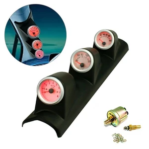 2''52mm Red LED Triple 3Gauge Kit Tachometer Water Temp Oil Press Gauge Meter - Picture 1 of 8
