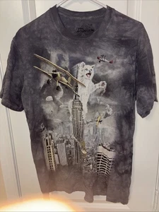 The Mountain Mens T-Shirt CatZilla City Graphic Gray Tie Dye Short Sleeve Tee M - Picture 1 of 3