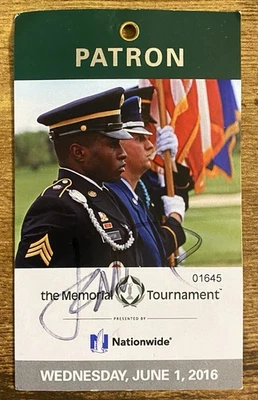 Boleto del Torneo Jordan Spieth Autografiado Firmado The Memorial 2016 Golf PGA Foto 1 de 4